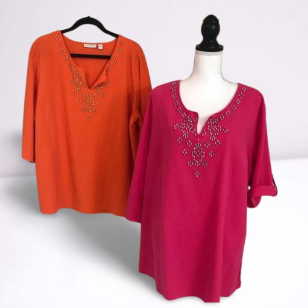MAGENTA OR ORANGE TUNIC W/EMBELLISHMENTS SIZE 2X